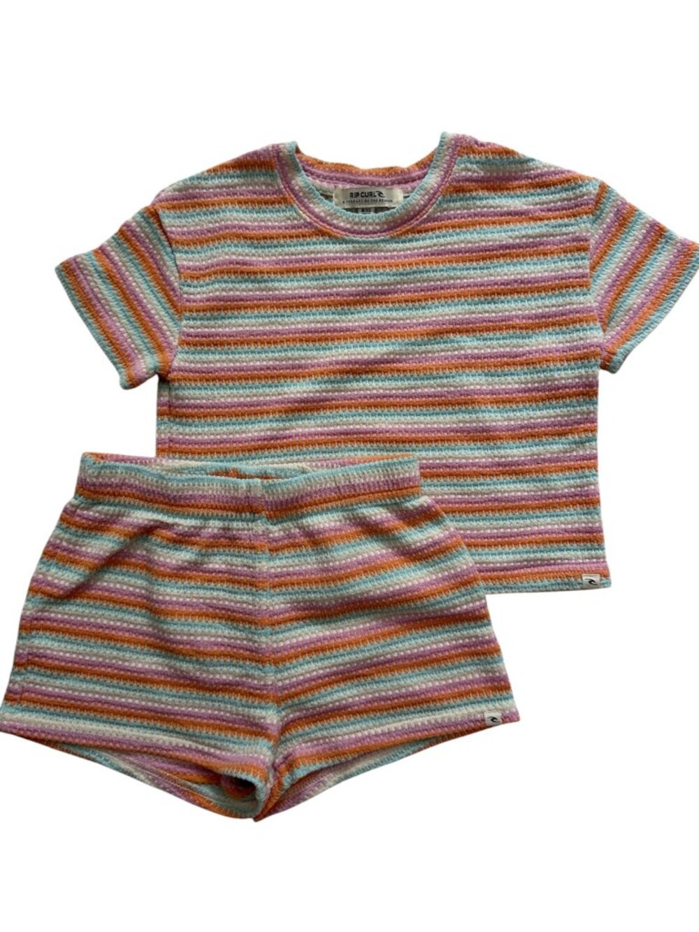 Rip Curl Girls Crochet Stripe Top Shorts Set Size 8